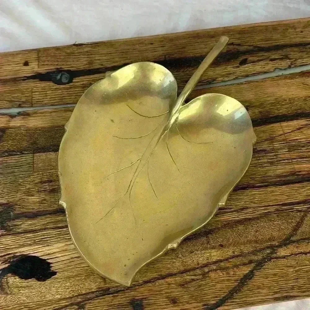 Vintage Brass Leaf Trinket Tray
